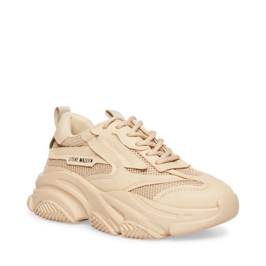 Beige Steve Madden Possession Women's Sneakers | PH 315416UQ